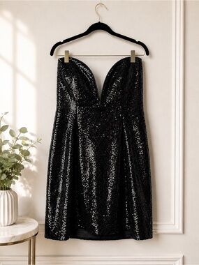 nasty gal black sequin dress Black Moon and Stars Sequin Fringe Dress